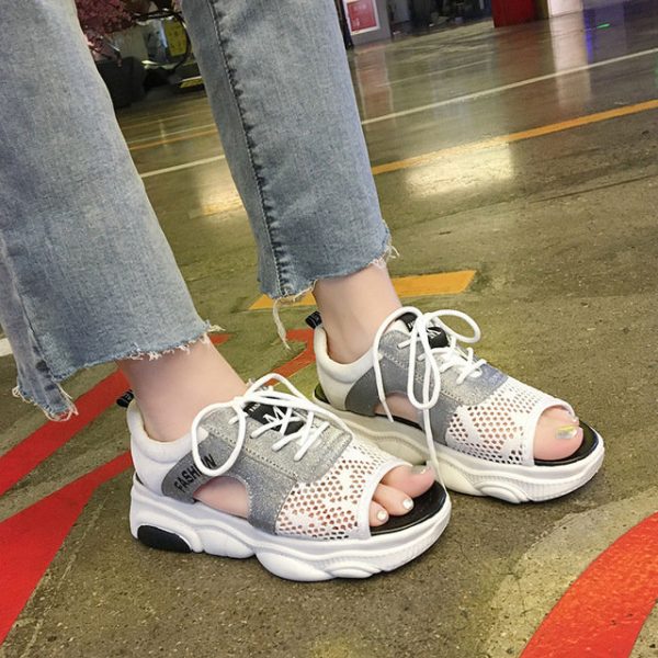 Bear Sandals Women's Season New Women's Shoes Fashion Mesh Hollow Belts Wild Student Women's Sandals