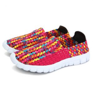 Big Size Colorful Handmade Knitting Korean Style Slip On Flat Casual Shoes