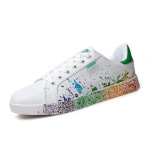 Big Size Colorful Printing Lace Up Flat Casual Skate Shoes For Women