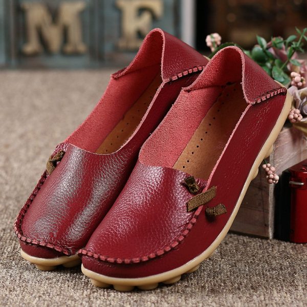 Big Size Comfortable Soft Casual Leather Multi-Way Flat Shoes