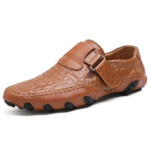 Big Size Handmade Genuine Leather Loafers Stitching Soft Sole Casual Driving Shoes