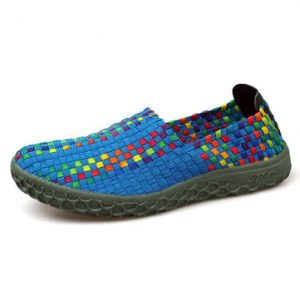 Big Size Knitting Weave Colorful Soft Slip On Flat Athletic Shoes