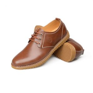 Big Size Men Casual Leather Pure Color Lace Up Flat Oxford Shoes Sneakers