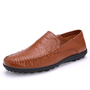 Big Size Men Hand Stitching Soft Slip On Business Casual Leathers Shoes