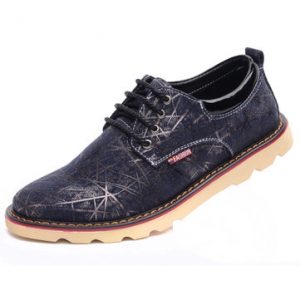 Big Size Men Jean Stripe Plaid Check Casual Lace Up Oxford Shoes