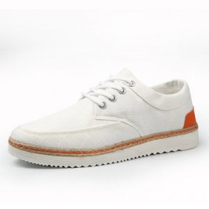 Big Size Men Lace Up Canvas British Style Casual Pure Color Shoes