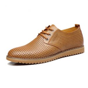 Big Size Men Leather Hollow Out Breathable Casual Business Lace Up Oxford Shoes