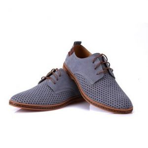 Big Size Men Leather Lace Up Hollow Breathable Casual Flat Oxford Shoes