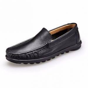 Big Size Men Leather Pure Color Slip On Businss Formal Driving Shoes