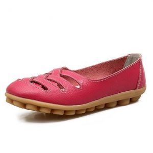 Big Size Soft Breathable Slip On Hollow Out Flat Shoes