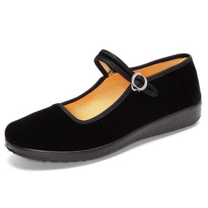 Black Buckle Dance Ballet Flat Mary Jane Chinese Style Shoes