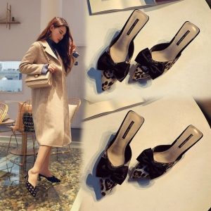 Bow Half Slippers Women Wear New Fashion Baotou Stiletto Single Shoes Pointed Fashion Shoes