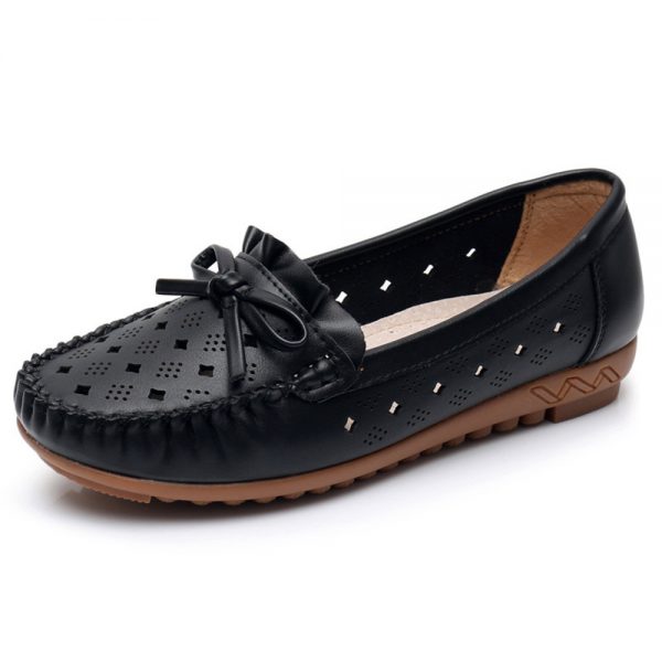 Bowknot Closed Toe Boat Shoes Slip On Flat Loafers