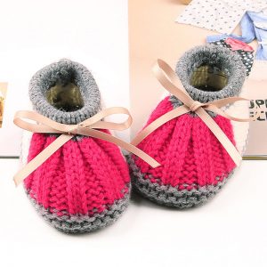 Bowknot Decor Knitted Unisex Baby Shoes For 3-18M