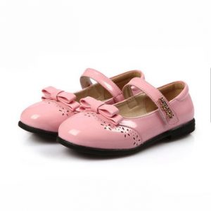 Bowknot Hollow Out Princess Girls Flat Dress Shoes