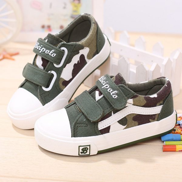 Boys Camouflage Decor Hook Loop Comfy Casual Shoes