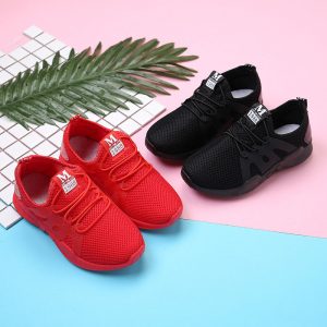 Boys Girls Lace Up Decor Mesh Slip On Comfy Sport Casual Shoes