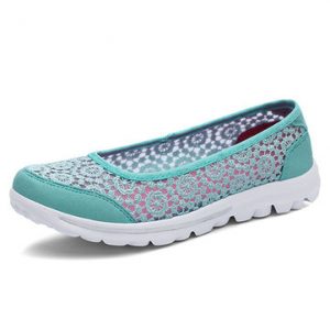 Breathable Lace Slip On Soft Sole Flat Casual Shoes