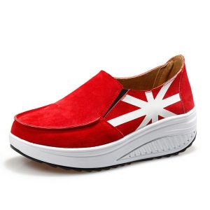 Breathable Leather Outdoor Slip On Platform Casual Swing Shoes