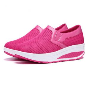 Breathable Mesh Pure Color Rocker Sole Shake Casual Shoes