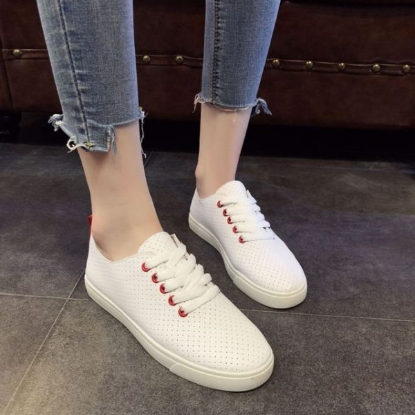 Breathable White Shoes Women's Season New Women's Shoes Wild Flat Bottom Strap Student Casual Shoes Women