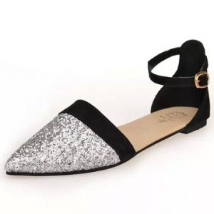 Buckle Sequins Pointed Toe Mary Jane Flat shoes