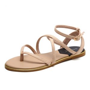 Buckle Strap Roman Shoes Clip Toe Flat Sandals