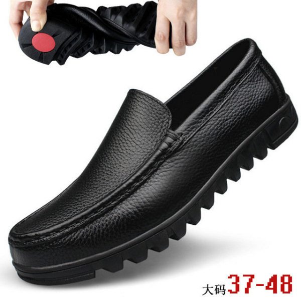 Business Casual Shoes Hollow Men's Shoes Large Size Set Foot Layer Leather Shoes Non-slip Soft Bottom Comfortable Set Of