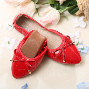 Butterflyknot Pointed Toe Slip On Flat Folded Egg Roll Shoes