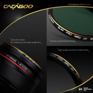 CACAGOO 55mm Pro HD Super Slim MRC UV Filter Germany SCHOTT Glass Waterproof Nano Multi-Coated for Canon Nikon Snoy Pentax DSLR Camera