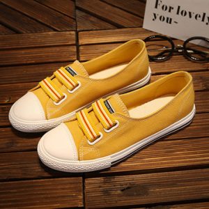 Canvas Hook Loop Stripe Flat Shoes For Women