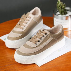 Canvas Lace Up Platform Flat Casual Shoes