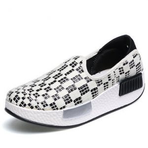 Canvas Pure Color Slip On Rocker Sole Platform Shake Casual Shoes