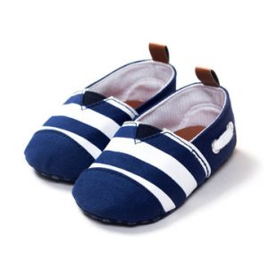 Canvas Stripe Slip On Flat Casual Pre-Walking Shoes For Baby