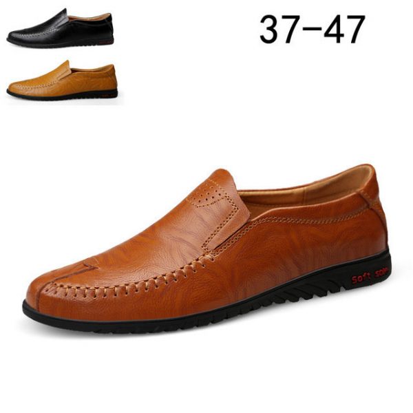 Casual For Large Size Peas Shoes Men's Leather Sets Of Feet Shoes Soft Bottom Business Wild Men's Shoes