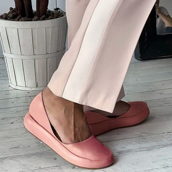 Closed Toe Slip On Solide Color Fashion Casual Platform Shoes