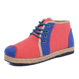 Color Match Flax Cotton Shoes Thailand Style Boots