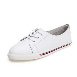 Color Match Lace Up Flat Casual Preppy Style Leather Shoes