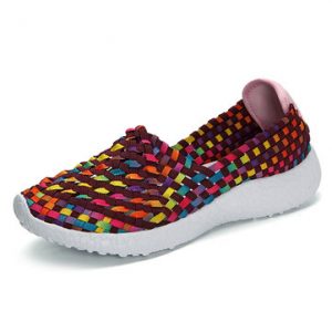 Colorful Elastic Knitting Breathable Casual Shoes For Women