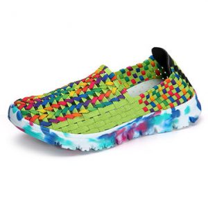 Colorful Handmade Knitting Outdoor Breathable Flat Sport Shoes