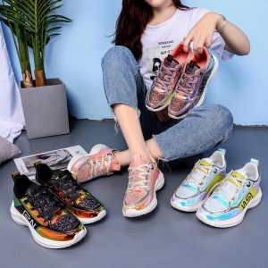 Colorful Old Shoes Women's Season New Breathable Sports Single Shoes Ins Wild Red Laser Shoes