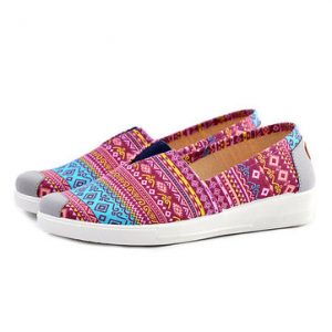 Colorful Pattern Cloth Retro Flat Slip On Shoes