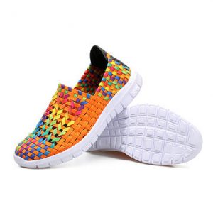 Colorful Woven Knitting Breathable Slip On Casual Shoes