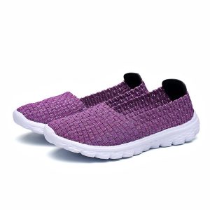 Comfortable Knitting Pure Color Weave Flat Casual Shoes For Women