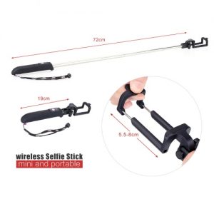 Dispho Extendable Foldable Telescopic Portable Wireless BT Remote Shooting Control Shutter Handheld Rotatable Selfie Self-Timer Pole Monopod Stick for iPhone Samsung Smartphones