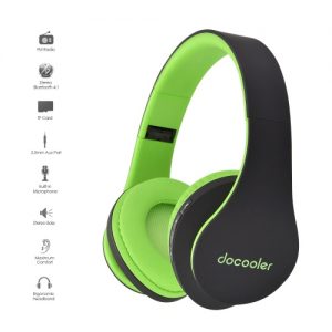 Docooler JH-812 Stereo BT Headphone Wireless BT 4.1 Headset 3.5mm Wired Earphone MP3 Player TF Card FM Radio Hands-free w/ Mic Green for iPhone 6S 6S Plus Samsung S6 S5 Note 6 5 Laptop Notebook