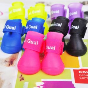 Dog Candy Colors Boots Waterproof Rubber Pet Rain Non-slip Shoes