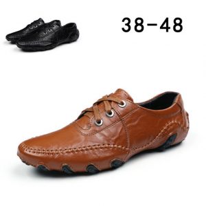 Driving For Large Size Peas Shoes Men's Leather Lace Casual Shoes Soft Bottom Octopus Shoes Tide