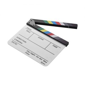 Dry Erase Acrylic Director Film Clapboard Movie TV Cut Action Scene Clapper Board Slate with Marker Pen, Color Stick, White