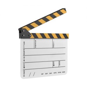 Dry Erase Acrylic Director Film Clapboard Movie TV Cut Action Scene Clapper Board Slate with Yellow/Black Stick, White